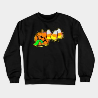 Spooky Creepy Halloween Evil Pumpkin Eating Candy Corn Crewneck Sweatshirt